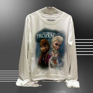 Disney Women’s Frozen Elsa & Anna White Sweatshirt XL